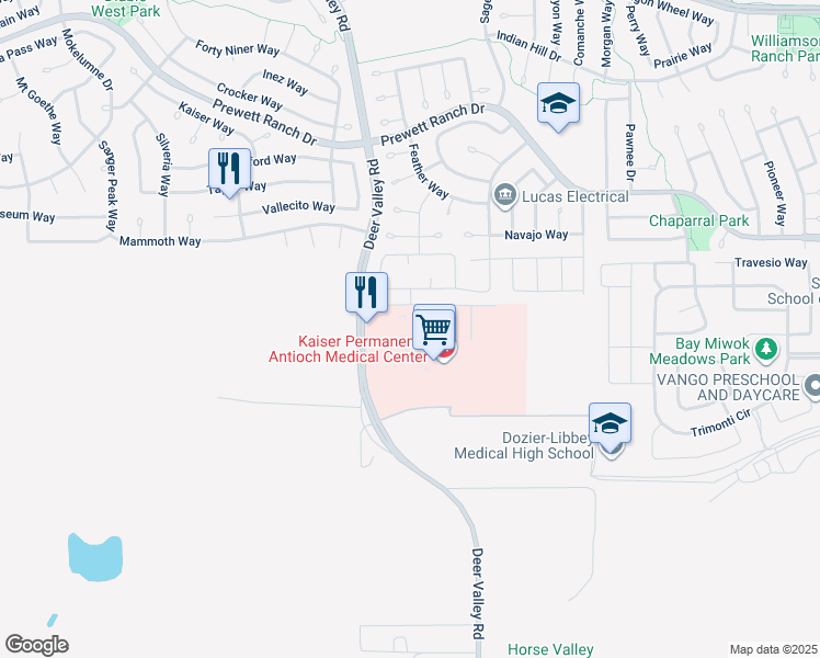 map of restaurants, bars, coffee shops, grocery stores, and more near 4501 Sand Creek Road in Antioch