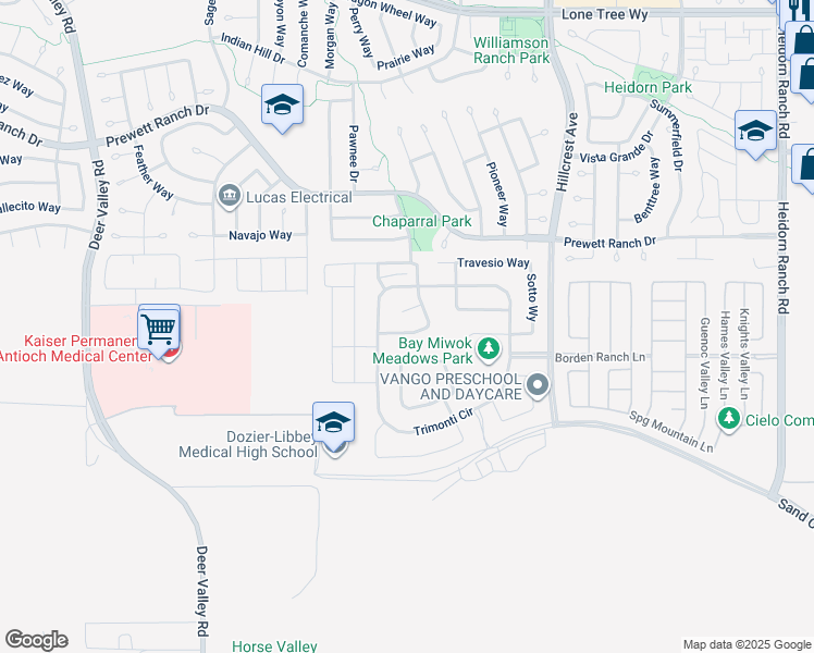 map of restaurants, bars, coffee shops, grocery stores, and more near 5298 Candlewood Way in Antioch