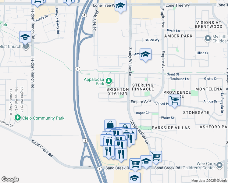 map of restaurants, bars, coffee shops, grocery stores, and more near 2324 Blue Ridge Avenue in Brentwood