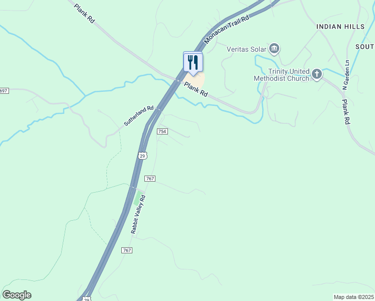 map of restaurants, bars, coffee shops, grocery stores, and more near 4553 Loving Road in North Garden