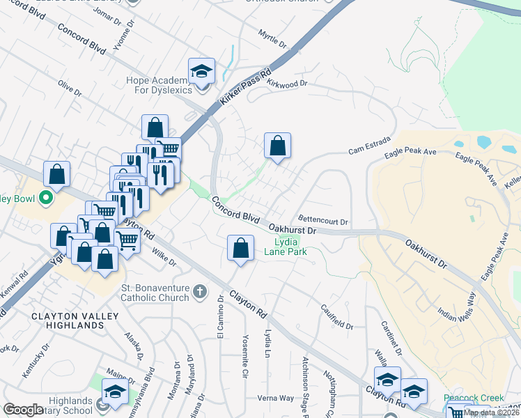 map of restaurants, bars, coffee shops, grocery stores, and more near in Concord