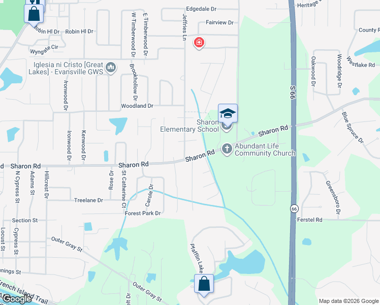 map of restaurants, bars, coffee shops, grocery stores, and more near 7533 Sharon Road in Newburgh