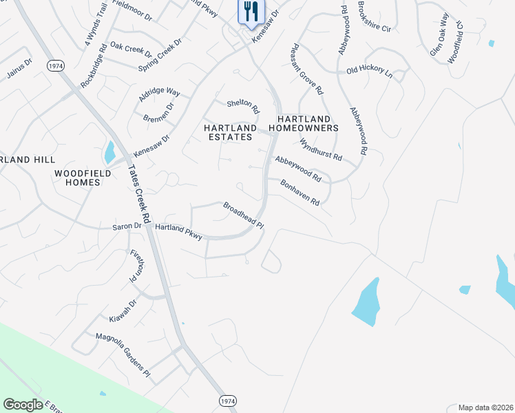 map of restaurants, bars, coffee shops, grocery stores, and more near 2157 Broadhead Place in Lexington
