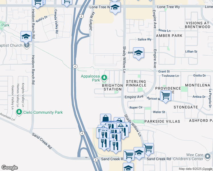 map of restaurants, bars, coffee shops, grocery stores, and more near 2404 Tamalpais Avenue in Brentwood