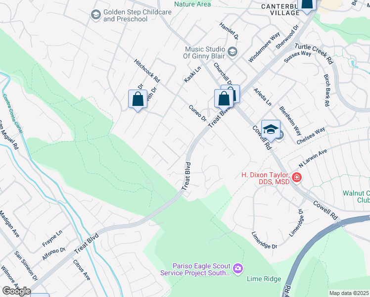 map of restaurants, bars, coffee shops, grocery stores, and more near 4282 Thompson Drive in Concord