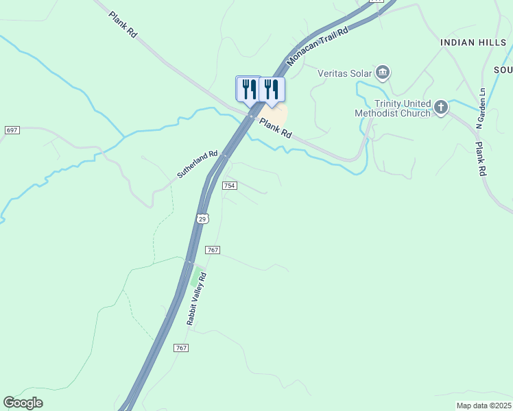 map of restaurants, bars, coffee shops, grocery stores, and more near 4553 Loving Road in North Garden