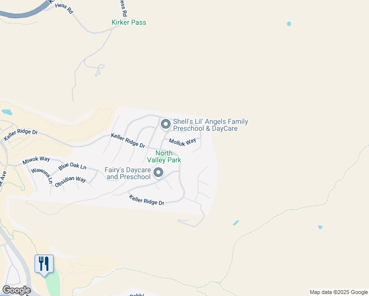 map of restaurants, bars, coffee shops, grocery stores, and more near 7016 Molluk Way in Clayton