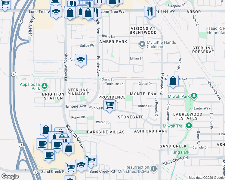 map of restaurants, bars, coffee shops, grocery stores, and more near 1821 Moreau Way in Brentwood