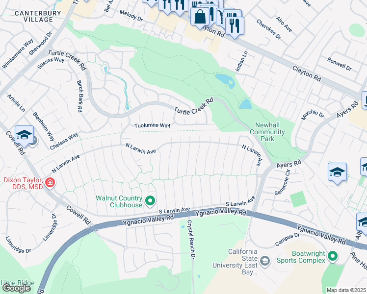 map of restaurants, bars, coffee shops, grocery stores, and more near 4403 Winterberry Court in Concord