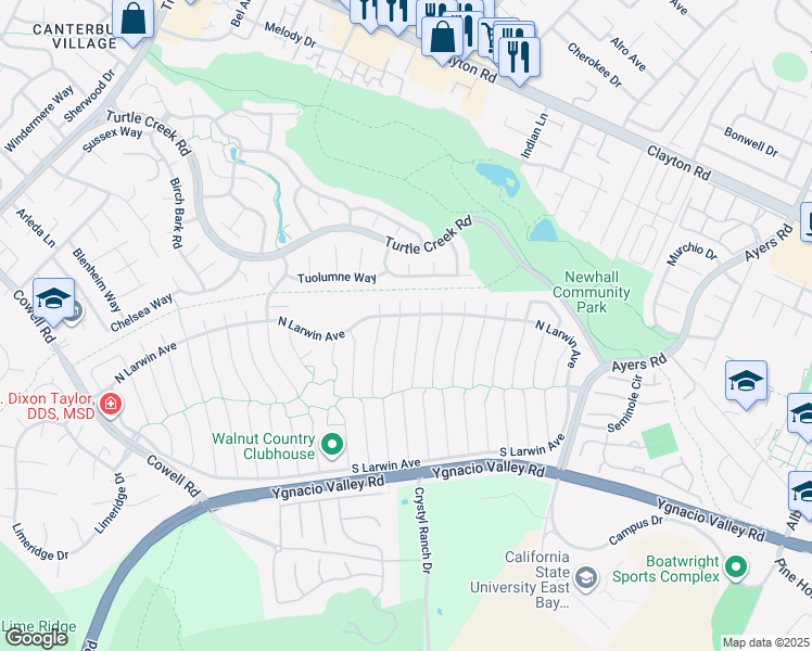 map of restaurants, bars, coffee shops, grocery stores, and more near 4403 Winterberry Court in Concord