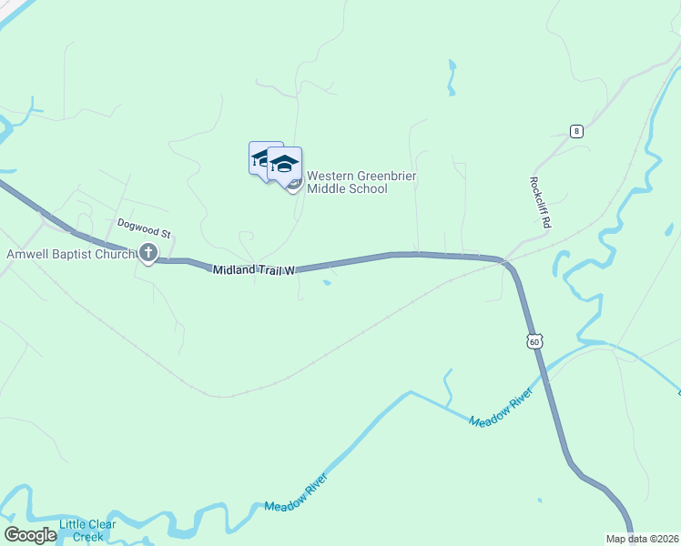 map of restaurants, bars, coffee shops, grocery stores, and more near 7348 Midland Trail West in Charmco