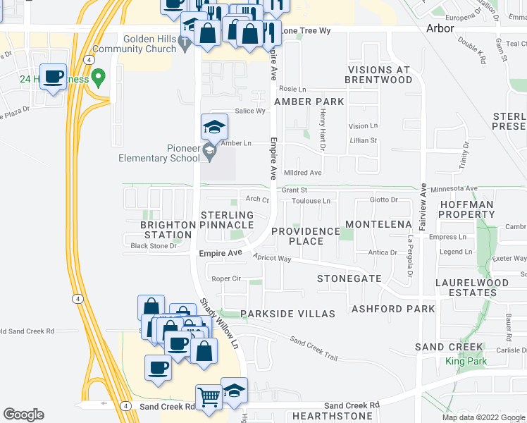 map of restaurants, bars, coffee shops, grocery stores, and more near 2205 Barcelona Court in Brentwood