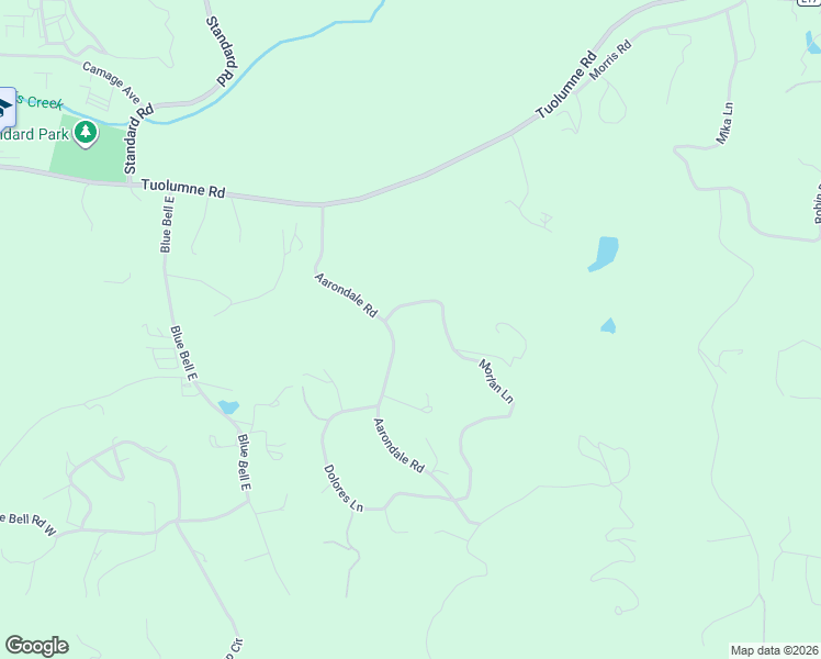 map of restaurants, bars, coffee shops, grocery stores, and more near 18215 Aarondale Road in Sonora