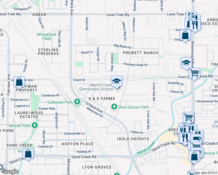 map of restaurants, bars, coffee shops, grocery stores, and more near 1872 Tarragon Drive in Brentwood
