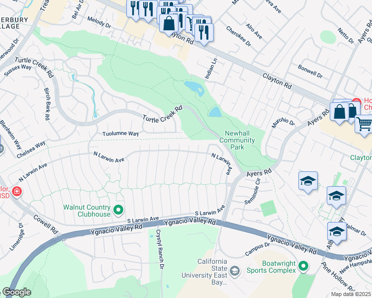 map of restaurants, bars, coffee shops, grocery stores, and more near 4398 North Canoe Birch Court in Concord