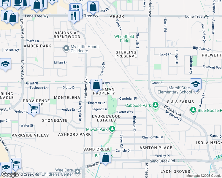 map of restaurants, bars, coffee shops, grocery stores, and more near 1960 Saint Martins Place in Brentwood