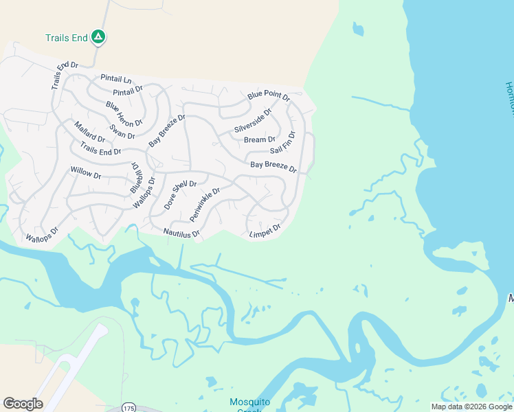 map of restaurants, bars, coffee shops, grocery stores, and more near Limpet Dr in Accomack