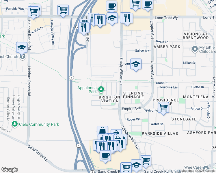 map of restaurants, bars, coffee shops, grocery stores, and more near 1890 El Dorado Avenue in Brentwood