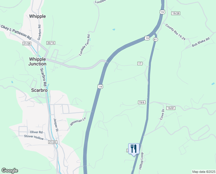 map of restaurants, bars, coffee shops, grocery stores, and more near 321 County Route 16-14 in Scarbro