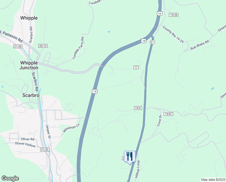map of restaurants, bars, coffee shops, grocery stores, and more near 321 County Route 16-14 in Scarbro