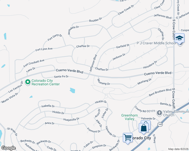 map of restaurants, bars, coffee shops, grocery stores, and more near 4100-4106 Mustang Dr in Pueblo