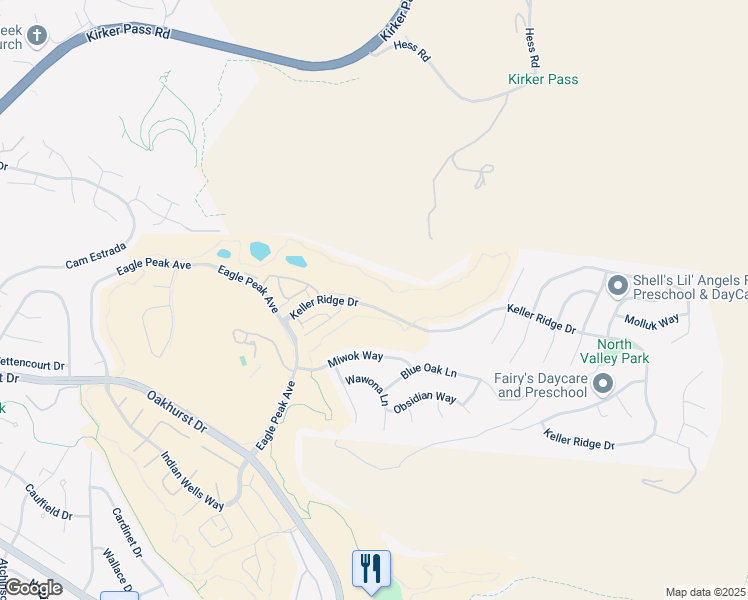 map of restaurants, bars, coffee shops, grocery stores, and more near 5015 Keller Ridge Drive in Clayton