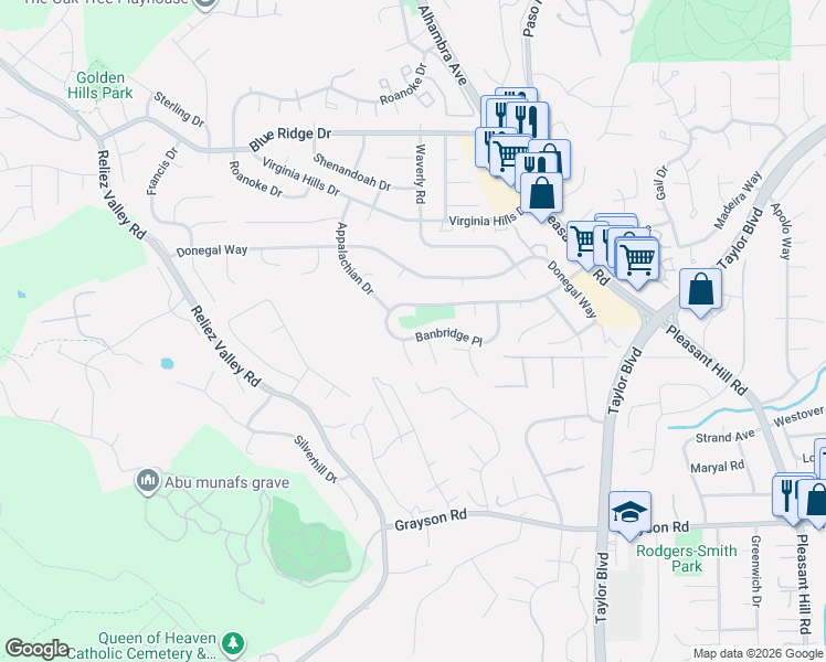 map of restaurants, bars, coffee shops, grocery stores, and more near 208 Devon Avenue in Pleasant Hill