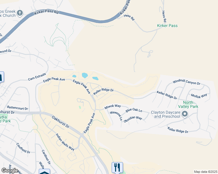 map of restaurants, bars, coffee shops, grocery stores, and more near 4701 Keller Ridge Drive in Clayton