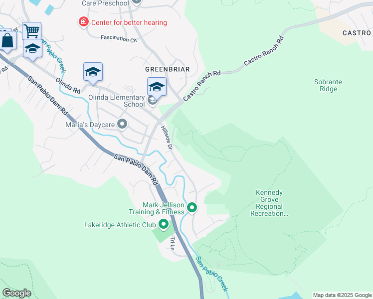 map of restaurants, bars, coffee shops, grocery stores, and more near 7 Abbie Lane in El Sobrante