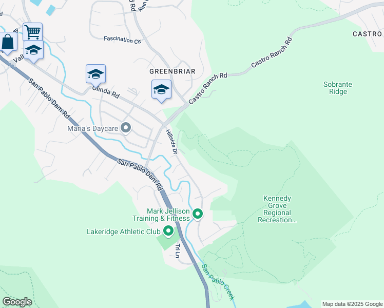 map of restaurants, bars, coffee shops, grocery stores, and more near 7 Abbie Lane in El Sobrante
