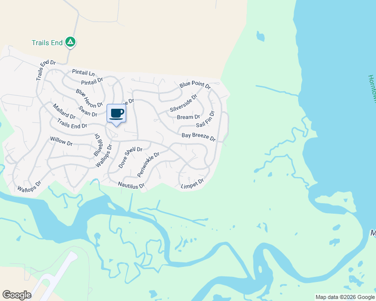 map of restaurants, bars, coffee shops, grocery stores, and more near 6026 Slipper Shell Drive in New Church