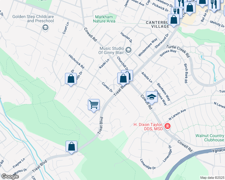 map of restaurants, bars, coffee shops, grocery stores, and more near 1159 Saint Matthew Place in Concord