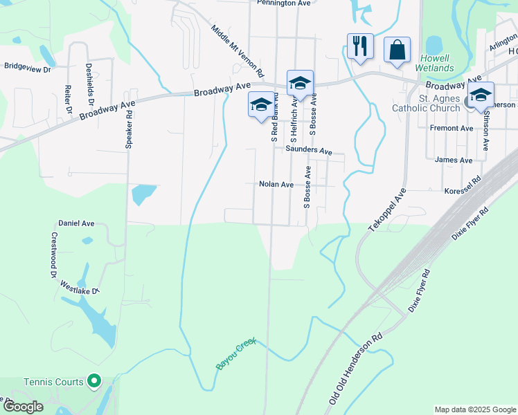 map of restaurants, bars, coffee shops, grocery stores, and more near 1923 Hathaway Avenue in Evansville