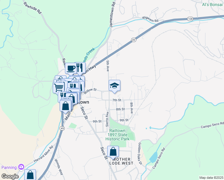 map of restaurants, bars, coffee shops, grocery stores, and more near 18299 5th Avenue in Jamestown