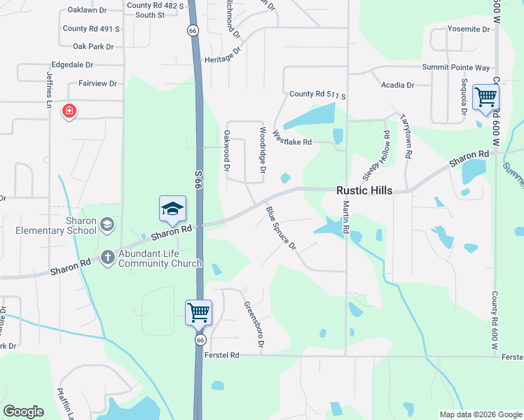 map of restaurants, bars, coffee shops, grocery stores, and more near 6788 County Road 554 South in Newburgh