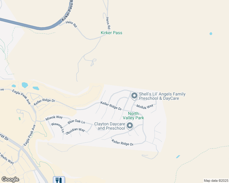 map of restaurants, bars, coffee shops, grocery stores, and more near 3027 Windmill Canyon Drive in Clayton