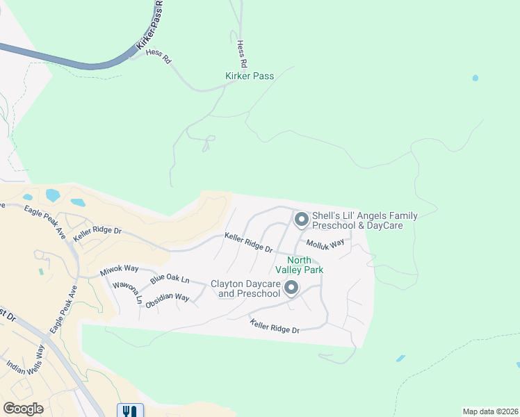 map of restaurants, bars, coffee shops, grocery stores, and more near 3029 Windmill Canyon Drive in Clayton