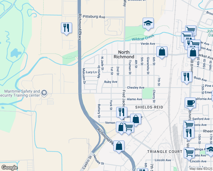 map of restaurants, bars, coffee shops, grocery stores, and more near 33 Chesley Avenue in Richmond