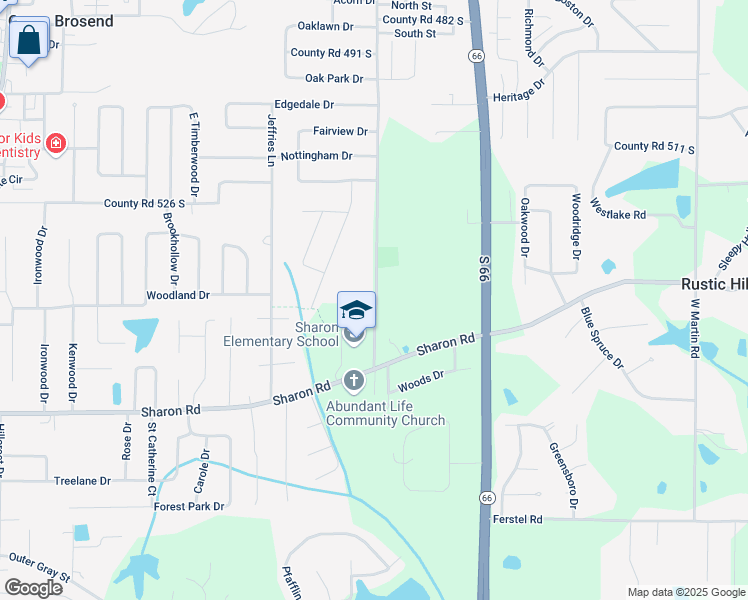 map of restaurants, bars, coffee shops, grocery stores, and more near 7300 Brentwood Drive in Newburgh