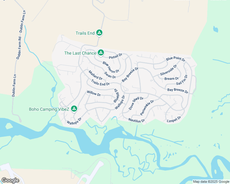 map of restaurants, bars, coffee shops, grocery stores, and more near Willow Drive in Horntown