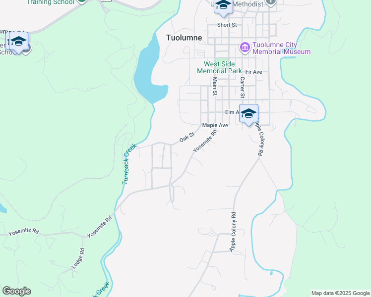 map of restaurants, bars, coffee shops, grocery stores, and more near 18296 Yosemite Road in Tuolumne