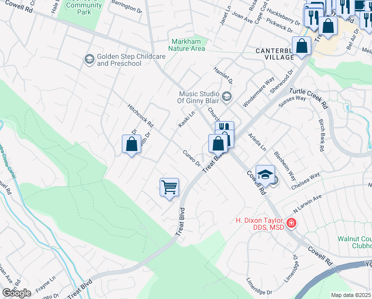 map of restaurants, bars, coffee shops, grocery stores, and more near 4206 Diablo View Court in Concord
