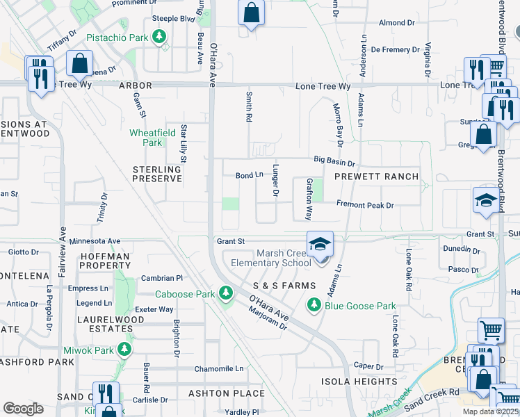 map of restaurants, bars, coffee shops, grocery stores, and more near 1977 Kayten Place in Brentwood