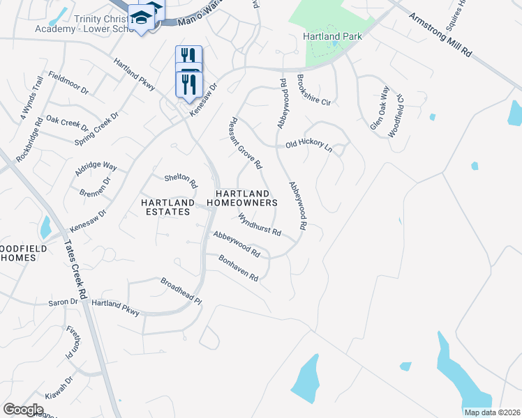 map of restaurants, bars, coffee shops, grocery stores, and more near 2208 Poplar Grove Place in Lexington
