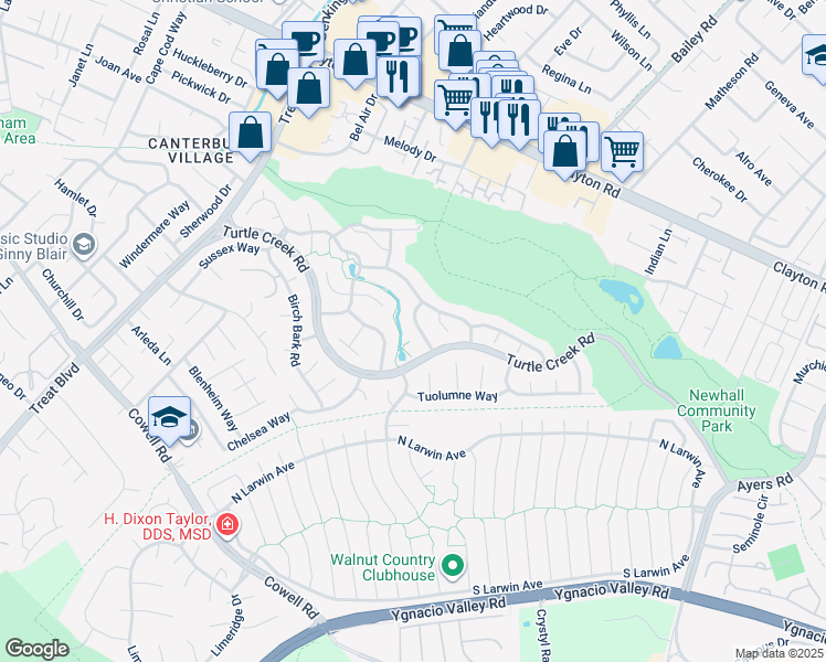 map of restaurants, bars, coffee shops, grocery stores, and more near 1241 Morning Glory Drive in Concord
