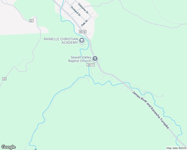 map of restaurants, bars, coffee shops, grocery stores, and more near 289 County Route 20/17 in Rainelle