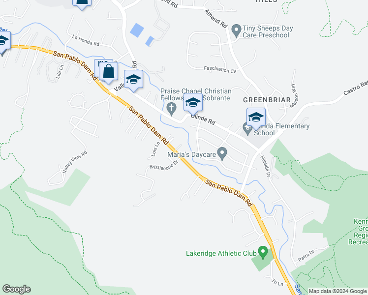 map of restaurants, bars, coffee shops, grocery stores, and more near 5725 Oliver Court in El Sobrante