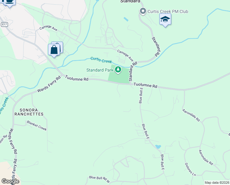 map of restaurants, bars, coffee shops, grocery stores, and more near 18330 Hatler Drive in Sonora