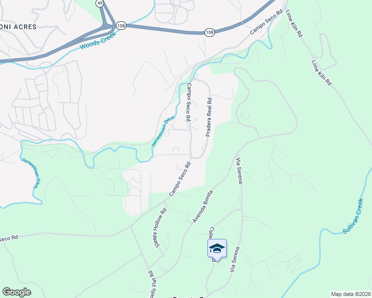 map of restaurants, bars, coffee shops, grocery stores, and more near 11820 Campo Seco Road in Sonora