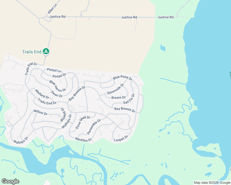 map of restaurants, bars, coffee shops, grocery stores, and more near 5039 Silverside Drive in Horntown